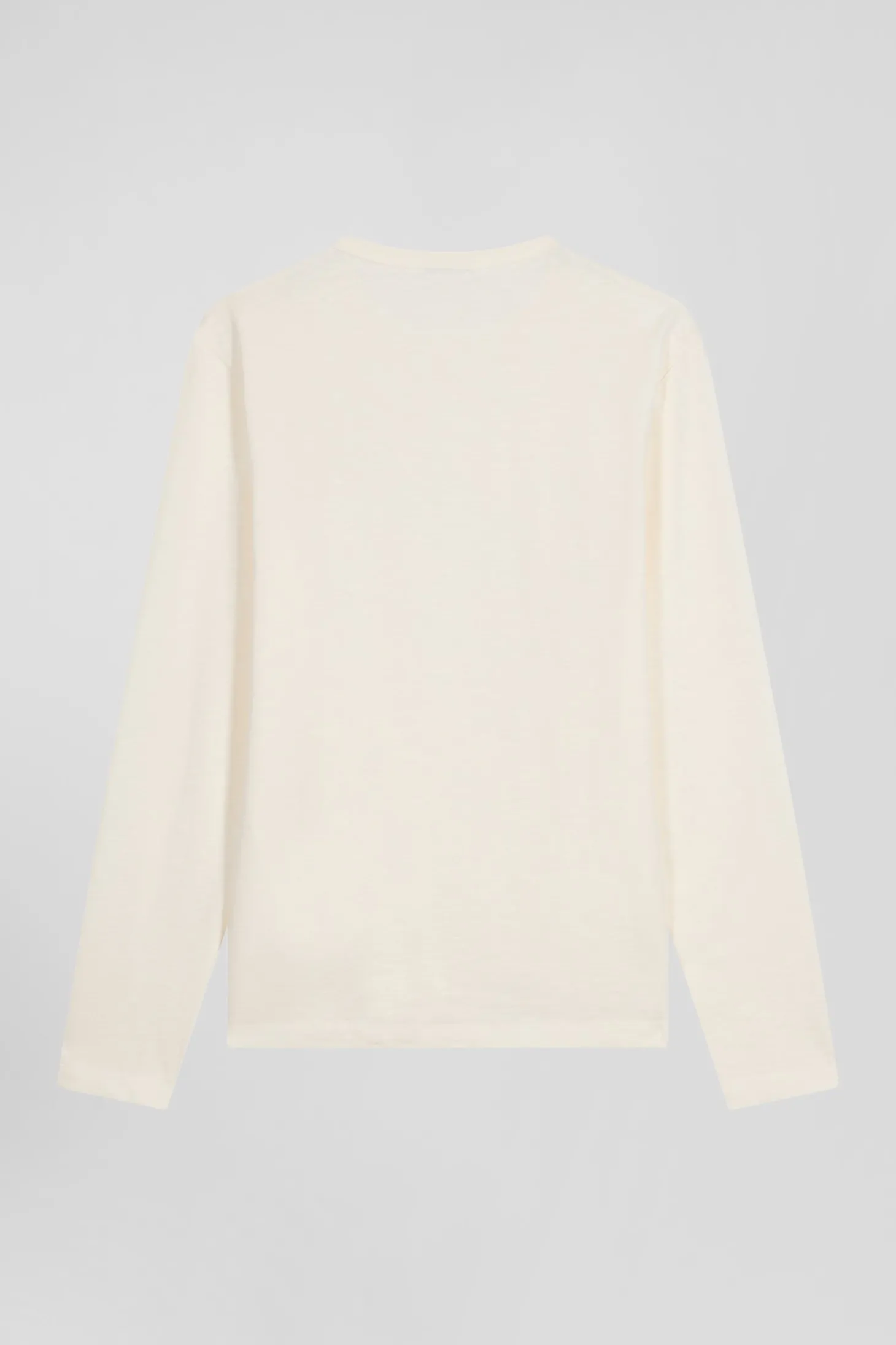 T-shirt manches longues en coton uni écru coupe Slim