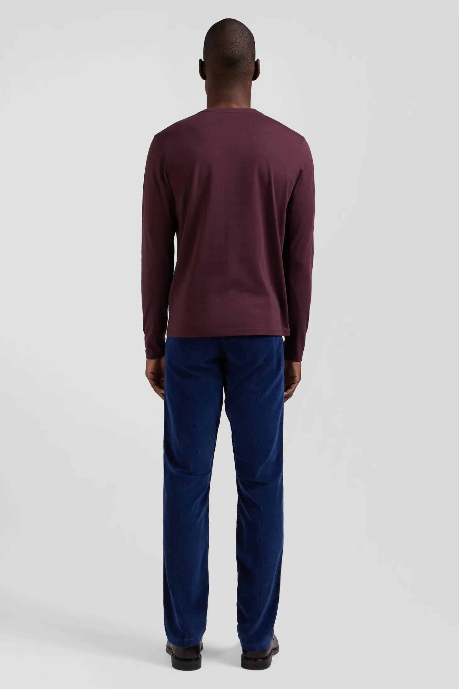 T-shirt manches longues en coton Pima bordeaux coupe Regular
