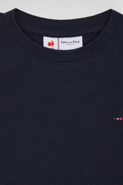 T-shirt manches longues en coton bleu marine broderie XV de France coupe Regular