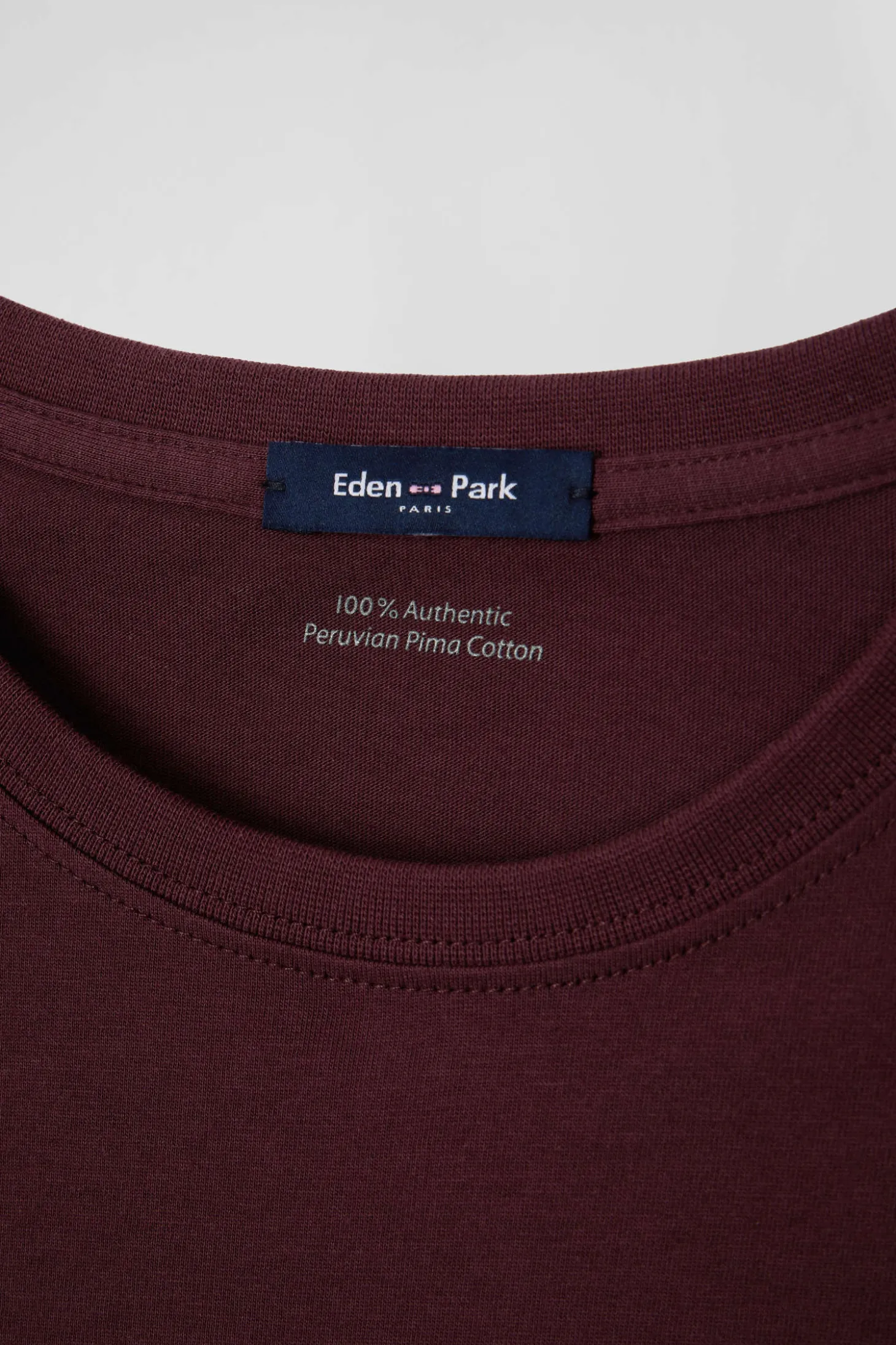 T-shirt manches longues en coton Pima bordeaux coupe Regular