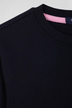 T-shirt manches longues en coton bleu marine broderie 10 coupe Regular