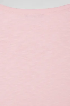 T-shirt manches longues en coton uni rose coupe Slim
