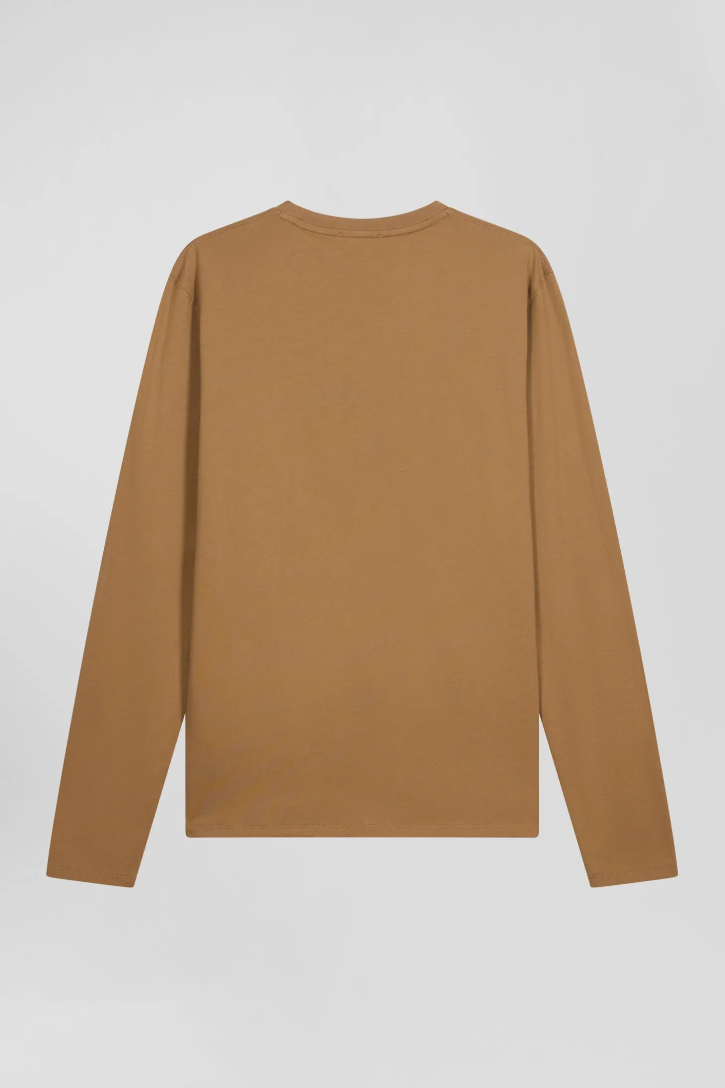 T-shirt manches longues uni en coton camel coupe Regular