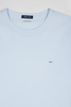 T-shirt manches longues uni en coton ciel coupe Regular