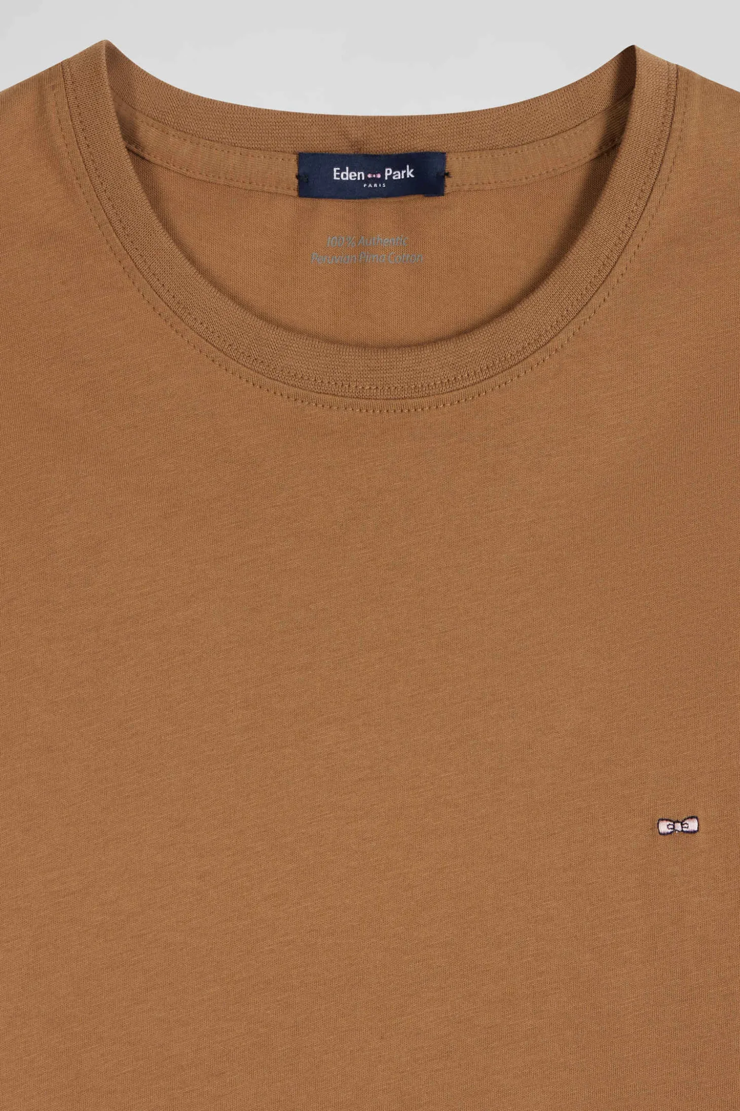 T-shirt manches longues uni en coton camel coupe Regular