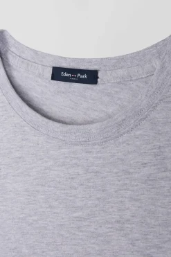 T-shirt manches longues uni en coton gris coupe Regular