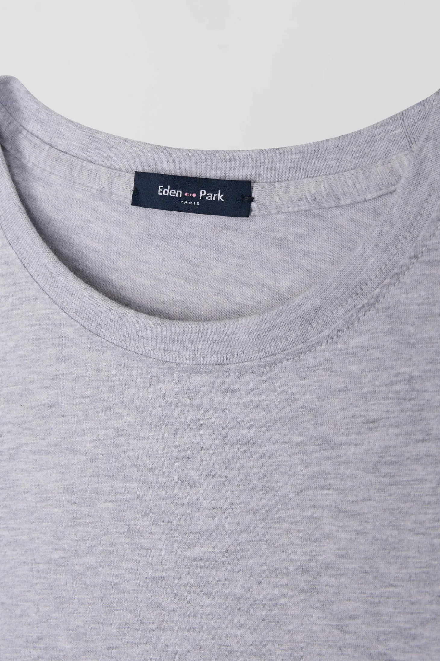 T-shirt manches longues uni en coton gris coupe Regular