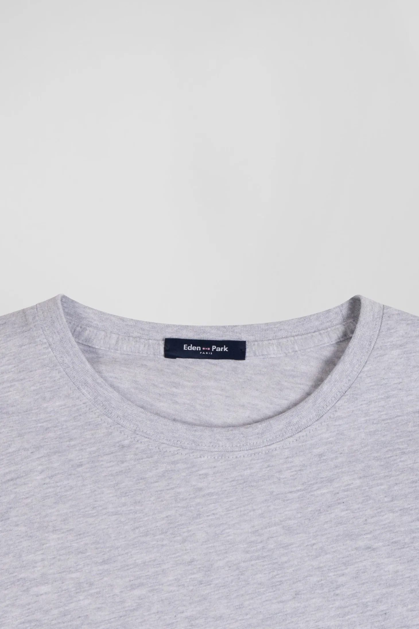 T-shirt manches longues uni en coton gris coupe Regular