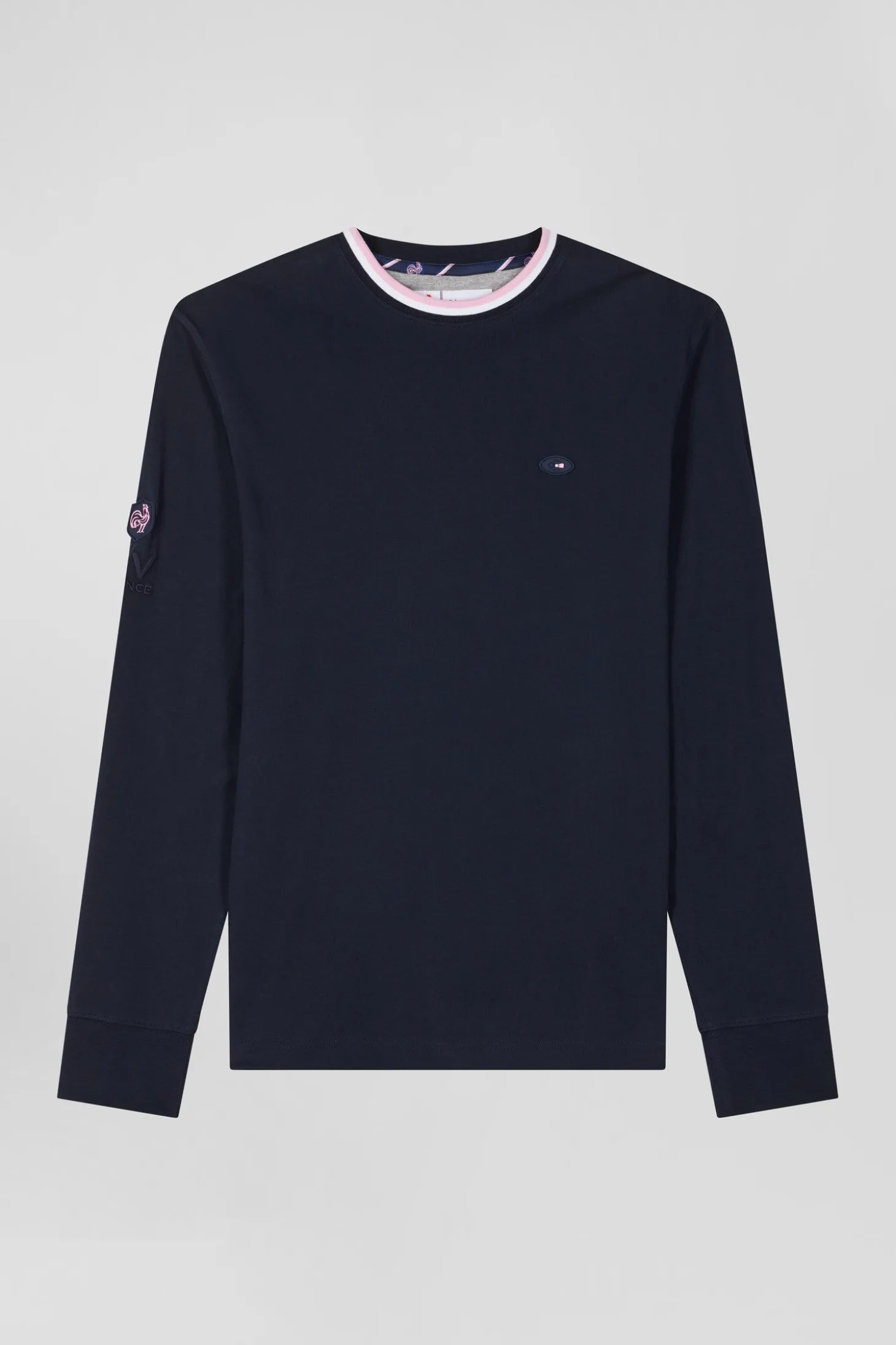 T-shirt manches longues XV de France en coton bleu marine coupe Regular