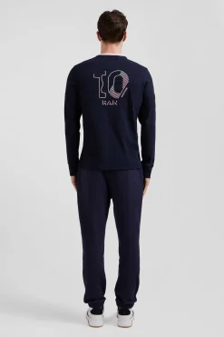 T-shirt manches longues XV de France en coton bleu marine coupe Regular