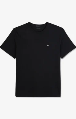 T-shirt noir col rond à manches courtes