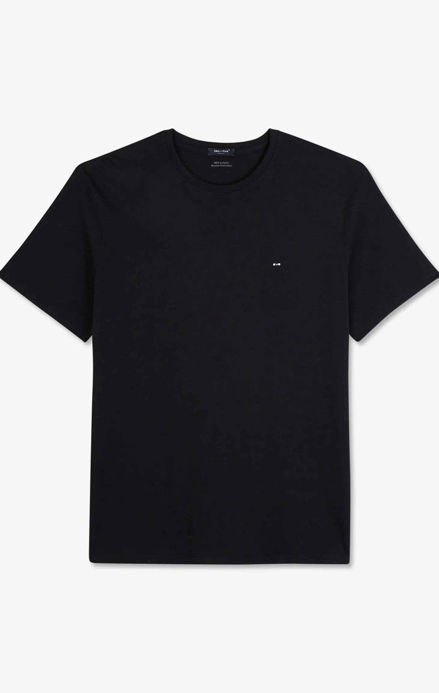 T-shirt noir col rond à manches courtes