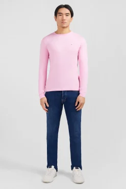 T-shirt rose col rond à manches longues
