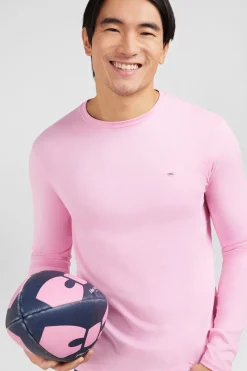 T-shirt rose col rond à manches longues