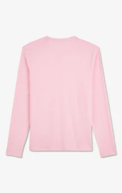 T-shirt rose col rond à manches longues
