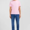 T-shirt rose col rond à manches courtes