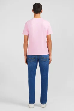 T-shirt rose col rond à manches courtes