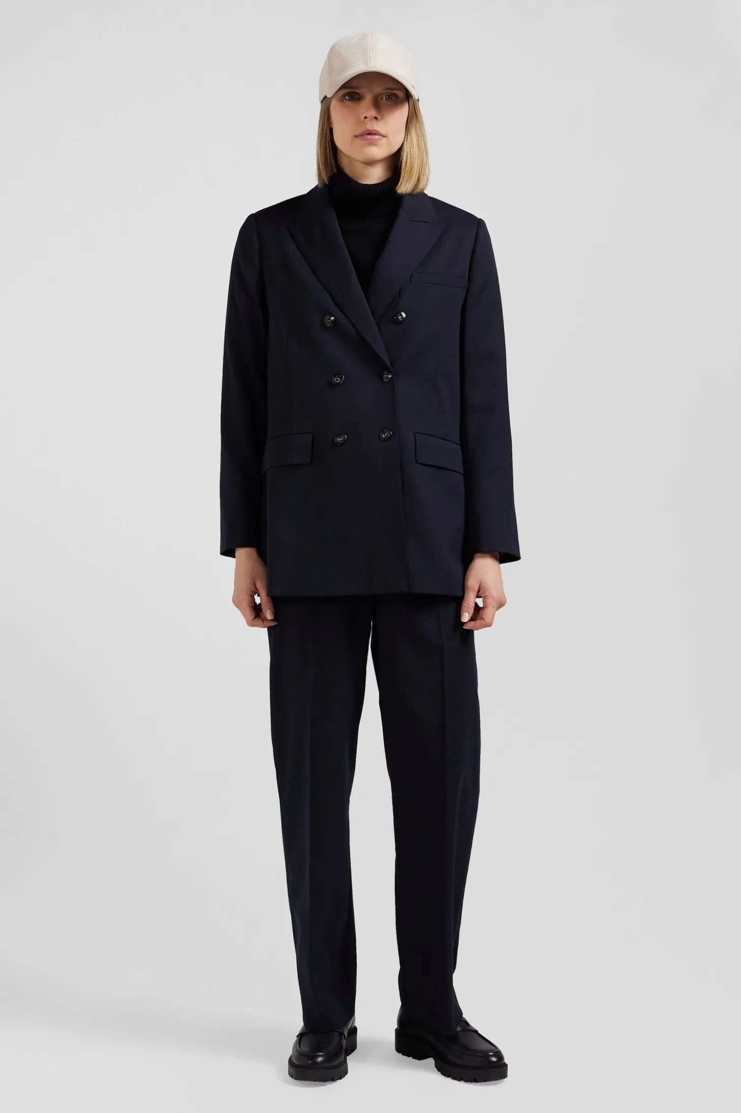 Veste blazer à double boutonnage bleu marine coupe Modern