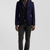 Veste blazer 2-en-1 en laine mélangée marine coupe Modern