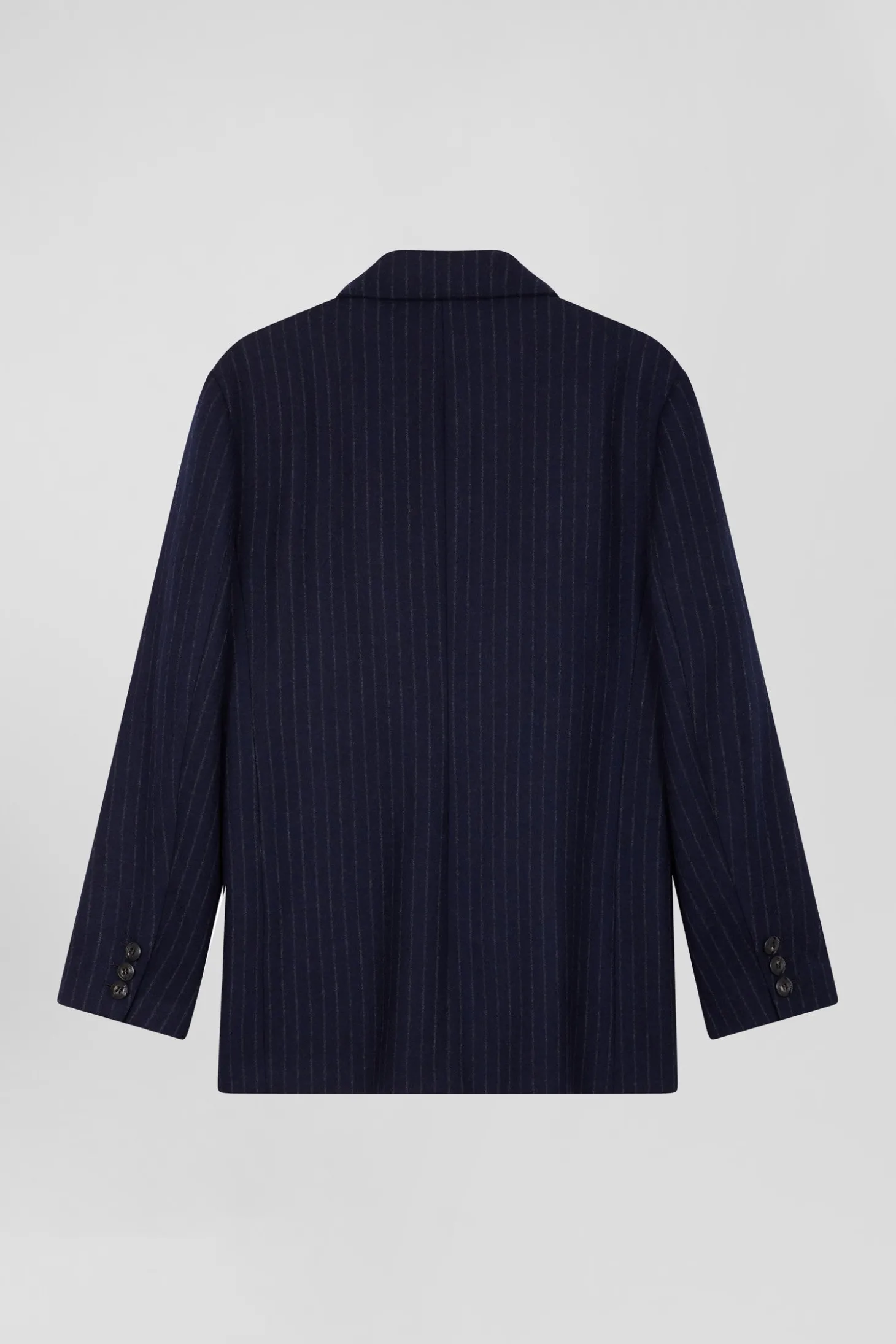 Veste blazer en laine bleu marine rayée coupe Oversized
