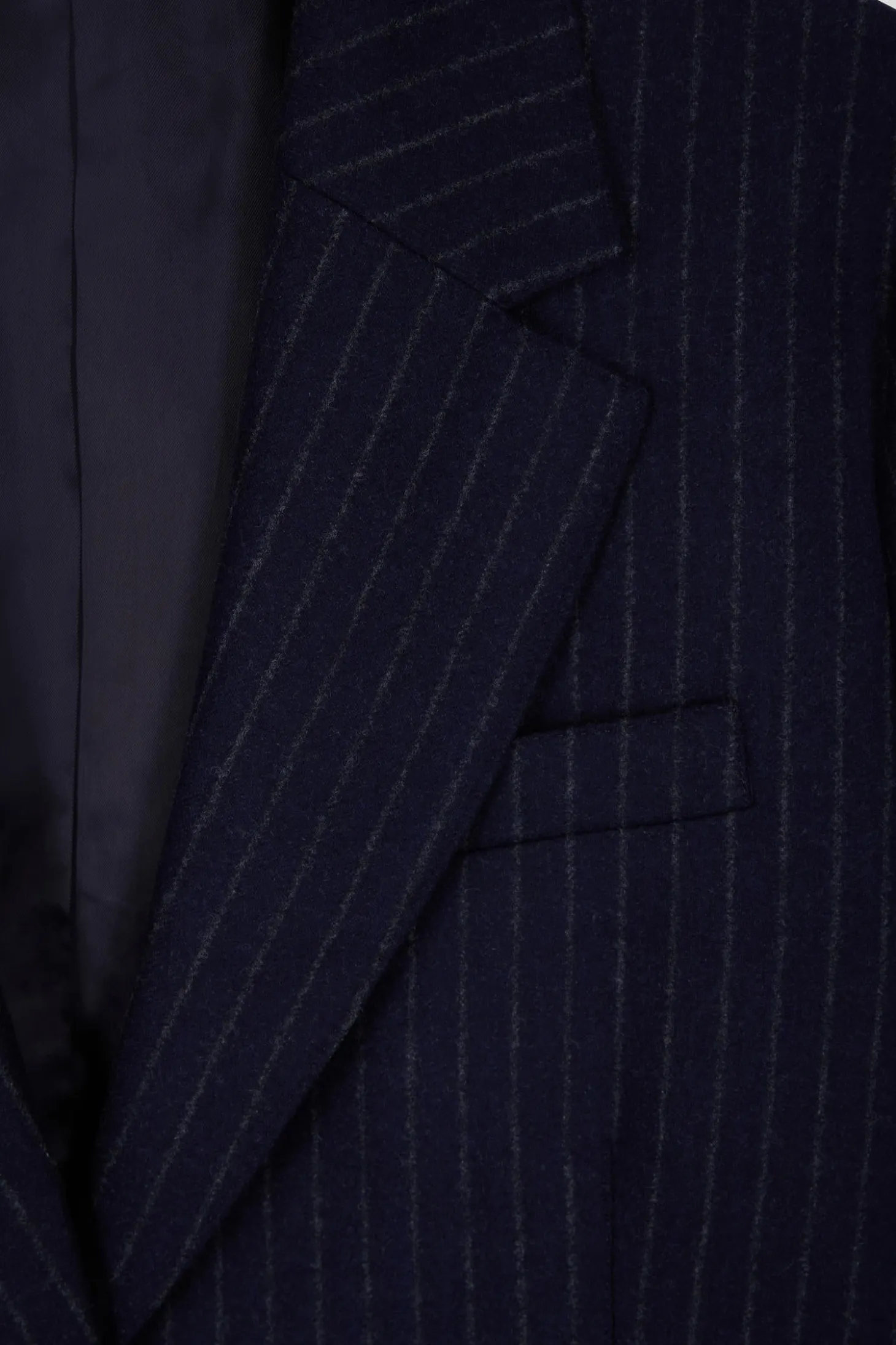 Veste blazer en laine bleu marine rayée coupe Oversized