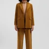 Veste blazer en velours côtelé camel coupe Modern
