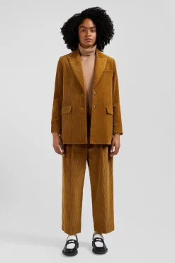 Veste blazer en velours côtelé camel coupe Modern
