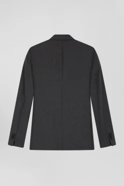 Veste en laine mélangée grise à doublure cerclée coupe Modern
