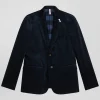 Veste en velours coton stretch bleu marine coupe Modern