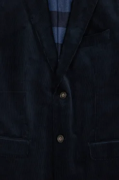 Veste en velours coton stretch bleu marine coupe Modern